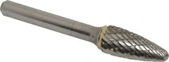 SGS Pro - 7/16" Cut Diam, 1/4" Shank Diam, Tree with Radius Head Double Cut Burr - Carbide, Radius End, 1" LOC - Benchmark Tooling