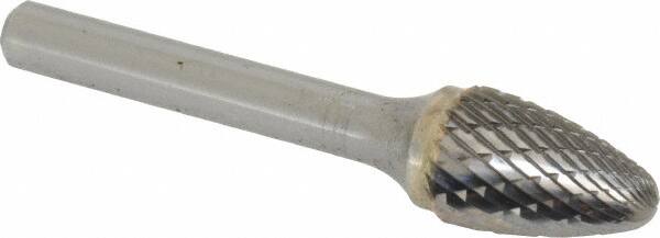 SGS Pro - 1/2" Cut Diam, 1/4" Shank Diam, Tree with Radius Head Double Cut Burr - Carbide, Radius End, 3/4" LOC - Benchmark Tooling