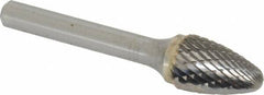 SGS Pro - 1/2" Cut Diam, 1/4" Shank Diam, Tree with Radius Head Double Cut Burr - Carbide, Radius End, 3/4" LOC - Benchmark Tooling