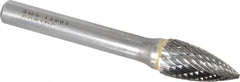 SGS Pro - 3/8" Cut Diam, 1/4" Shank Diam, Tree Head Double Cut Burr - Carbide, Point End, 3/4" LOC, 2-1/2" OAL - Benchmark Tooling