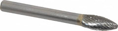SGS Pro - 5/16" Cut Diam, 1/4" Shank Diam, Flame Head Double Cut Burr - Carbide, Radius End, 3/4" LOC, 1/4" OAL - Benchmark Tooling