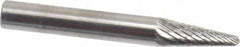 SGS Pro - 1/4" Cut Diam, 1/4" Shank Diam, Taper Head Double Cut Burr - Carbide, Radius End, 5/8" LOC - Benchmark Tooling