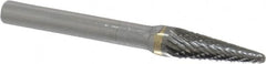 SGS Pro - 5/16" Cut Diam, 1/4" Shank Diam, Taper Head Double Cut Burr - Carbide, Radius End, 7/8" LOC - Benchmark Tooling