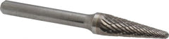 SGS Pro - 3/8" Cut Diam, 1/4" Shank Diam, Taper Head Double Cut Burr - Carbide, Radius End, 1-1/16" LOC - Benchmark Tooling