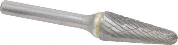 SGS Pro - 1/2" Cut Diam, 1/4" Shank Diam, Taper Head Double Cut Burr - Carbide, Radius End, 1-1/8" LOC - Benchmark Tooling