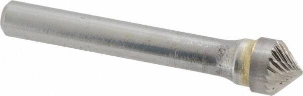 SGS Pro - 3/8" Cut Diam, 1/4" Shank Diam, Cone Head Double Cut Burr - Carbide, Point End, 3/16" LOC, 2-1/16" OAL - Benchmark Tooling