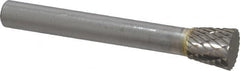 SGS Pro - 3/8" Cut Diam, 1/4" Shank Diam, Inverted Cone Head Double Cut Burr - Carbide, Flat End, 3/8" LOC - Benchmark Tooling