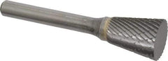 SGS Pro - 5/8" Cut Diam, 1/4" Shank Diam, Inverted Cone Head Double Cut Burr - Carbide, Flat End, 3/4" LOC - Benchmark Tooling