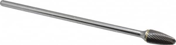 SGS Pro - 1/2" Cut Diam, 1/4" Shank Diam, Tree with Radius Head Single Cut Burr - Carbide, Radius End, 1" LOC - Benchmark Tooling