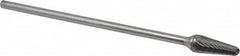SGS Pro - 1/2" Cut Diam, 1/4" Shank Diam, Taper Head Single Cut Burr - Carbide, Radius End, 1-1/8" LOC - Benchmark Tooling