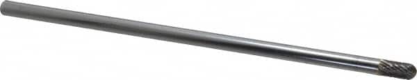 SGS Pro - 1/4" Cut Diam, 1/4" Shank Diam, Cylinder with Radius Head Double Cut Burr - Carbide, Radius End, 1/2" LOC - Benchmark Tooling