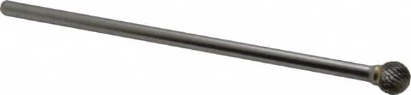 SGS Pro - 1/2" Cut Diam, 1/4" Shank Diam, Ball Head Double Cut Burr - Carbide, Radius End, 7/16" LOC - Benchmark Tooling