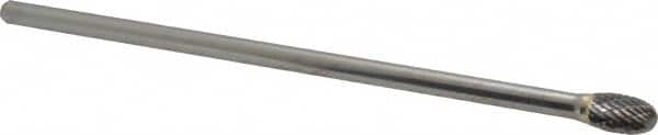 SGS Pro - 3/8" Cut Diam, 1/4" Shank Diam, Oval Head Double Cut Burr - Carbide, Radius End, 5/8" LOC - Benchmark Tooling