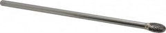 SGS Pro - 3/8" Cut Diam, 1/4" Shank Diam, Oval Head Double Cut Burr - Carbide, Radius End, 5/8" LOC - Benchmark Tooling