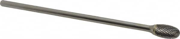 SGS Pro - 1/2" Cut Diam, 1/4" Shank Diam, Oval Head Double Cut Burr - Carbide, Radius End, 7/8" LOC - Benchmark Tooling