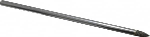 SGS Pro - 1/4" Cut Diam, 1/4" Shank Diam, Tree Head Double Cut Burr - Carbide, Point End, 1/2" LOC - Benchmark Tooling