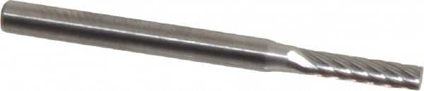 SGS Pro - 3/32" Cut Diam, 1/8" Shank Diam, Cylinder Head Single Cut Burr - Carbide, Flat End, 7/16" LOC, 1-1/2" OAL - Benchmark Tooling