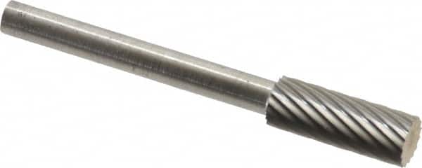 SGS Pro - 3/16" Cut Diam, 1/8" Shank Diam, Cylinder Head Single Cut Burr - Carbide, Flat End, 1/2" LOC - Benchmark Tooling