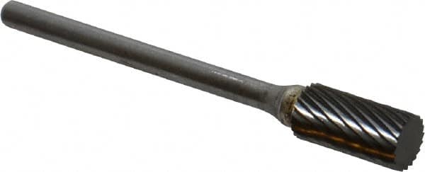 SGS Pro - 1/4" Cut Diam, 1/8" Shank Diam, Cylinder Head Single Cut Burr - Carbide, Flat End, 1/2" LOC, 2-1/4" OAL - Benchmark Tooling