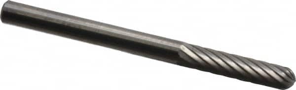 SGS Pro - 1/8" Cut Diam, 1/8" Shank Diam, Cylinder with Radius Head Single Cut Burr - Carbide, Radius End, 9/16" LOC, 1-1/2" OAL - Benchmark Tooling