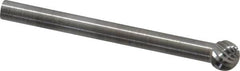 SGS Pro - 3/16" Cut Diam, 1/8" Shank Diam, Ball Head Single Cut Burr - Carbide, Radius End, 5/32" LOC - Benchmark Tooling