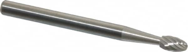 SGS Pro - 1/8" Cut Diam, 1/8" Shank Diam, Oval Head Single Cut Burr - Carbide, Radius End, 7/32" LOC, 1-1/2" OAL - Benchmark Tooling
