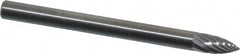 SGS Pro - 1/8" Cut Diam, 1/8" Shank Diam, Tree Head Single Cut Burr - Carbide, Point End, 1/4" LOC, 1-1/2" OAL - Benchmark Tooling