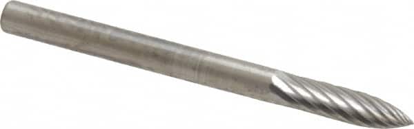 SGS Pro - 1/8" Cut Diam, 1/8" Shank Diam, Tree Head Single Cut Burr - Carbide, Point End, 1/2" LOC, 1-1/2" OAL - Benchmark Tooling