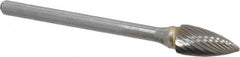 SGS Pro - 1/4" Cut Diam, 1/8" Shank Diam, Tree Head Single Cut Burr - Carbide, Point End, 1/2" LOC - Benchmark Tooling
