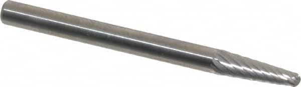 SGS Pro - 1/8" Cut Diam, 1/8" Shank Diam, Taper Head Single Cut Burr - Carbide, Radius End, 3/8" LOC, 1-1/2" OAL - Benchmark Tooling