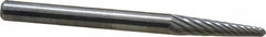 SGS Pro - 1/8" Cut Diam, 1/8" Shank Diam, Taper Head Single Cut Burr - Carbide, Radius End, 1/2" LOC, 1-1/2" OAL - Benchmark Tooling