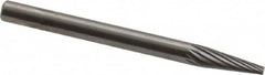 SGS Pro - 1/8" Cut Diam, 1/8" Shank Diam, Cone Head Single Cut Burr - Carbide, Point End, 11/32" LOC, 1-1/2" OAL - Benchmark Tooling