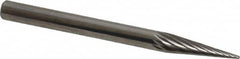 SGS Pro - 1/8" Cut Diam, 1/8" Shank Diam, Cone Head Single Cut Burr - Carbide, Point End, 7/16" LOC, 1-1/2" OAL - Benchmark Tooling