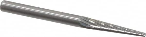 SGS Pro - 1/8" Cut Diam, 1/8" Shank Diam, Cone Head Single Cut Burr - Carbide, Point End, 5/8" LOC, 1-1/2" OAL - Benchmark Tooling