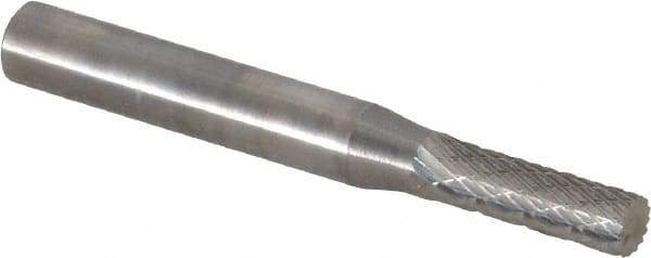 SGS Pro - 1/16" Cut Diam, 1/8" Shank Diam, Cylinder Head Double Cut Burr - Carbide, Flat End, 1/4" LOC, 1-1/2" OAL - Benchmark Tooling