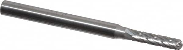 SGS Pro - 3/32" Cut Diam, 1/8" Shank Diam, Cylinder with Radius Head Double Cut Burr - Carbide, Radius End, 7/16" LOC, 1-1/2" OAL - Benchmark Tooling