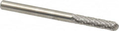 SGS Pro - 1/8" Cut Diam, 1/8" Shank Diam, Cylinder with Radius Head Double Cut Burr - Carbide, Radius End, 9/16" LOC, 1-1/2" OAL - Benchmark Tooling