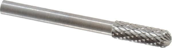 SGS Pro - 5/32" Cut Diam, 1/8" Shank Diam, Cylinder with Radius Head Double Cut Burr - Carbide, Radius End, 1/2" LOC - Benchmark Tooling