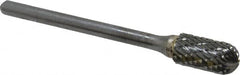 SGS Pro - 1/4" Cut Diam, 1/8" Shank Diam, Cylinder with Radius Head Double Cut Burr - Carbide, Radius End, 1/2" LOC, 2-15/16" OAL - Benchmark Tooling