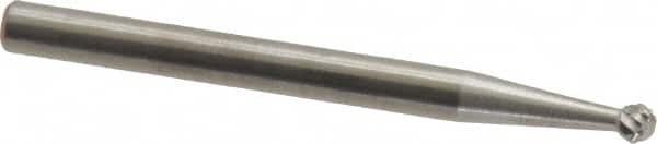 SGS Pro - 3/32" Cut Diam, 1/8" Shank Diam, Ball Head Double Cut Burr - Carbide, Radius End, 3/32" LOC, 1-1/2" OAL - Benchmark Tooling