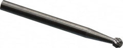 SGS Pro - 1/8" Cut Diam, 1/8" Shank Diam, Ball Head Double Cut Burr - Carbide, Radius End, 1/8" LOC, 1-1/2" OAL - Benchmark Tooling