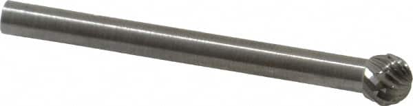 SGS Pro - 3/16" Cut Diam, 1/8" Shank Diam, Ball Head Double Cut Burr - Carbide, Radius End, 5/32" LOC - Benchmark Tooling