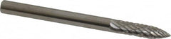 SGS Pro - 1/8" Cut Diam, 1/8" Shank Diam, Tree Head Double Cut Burr - Carbide, Point End, 1/2" LOC, 1-1/2" OAL - Benchmark Tooling