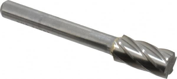 SGS Pro - 3/8" Cut Diam, 1/4" Shank Diam, Cylinder Head Single Cut Burr - Carbide, Flat End, 3/4" LOC, 2-1/2" OAL - Benchmark Tooling