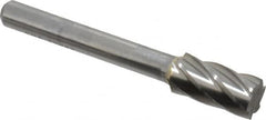 SGS Pro - 3/8" Cut Diam, 1/4" Shank Diam, Cylinder Head Single Cut Burr - Carbide, Flat End, 3/4" LOC, 2-1/2" OAL - Benchmark Tooling