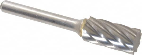 SGS Pro - 1/2" Cut Diam, 1/4" Shank Diam, Cylinder Head Single Cut Burr - Carbide, Flat End, 1" LOC, 2-3/4" OAL - Benchmark Tooling