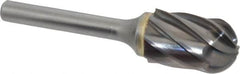 SGS Pro - 5/8" Cut Diam, 1/4" Shank Diam, Cylinder with Radius Head Single Cut Burr - Carbide, Radius End, 1" LOC, 2-3/4" OAL - Benchmark Tooling