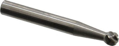 SGS Pro - 1/4" Cut Diam, 1/4" Shank Diam, Ball Head Single Cut Burr - Carbide, Radius End, 7/32" LOC, 2" OAL - Benchmark Tooling