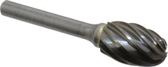 SGS Pro - 5/8" Cut Diam, 1/4" Shank Diam, Oval Head Single Cut Burr - Carbide, Radius End, 1" LOC, 2-3/4" OAL - Benchmark Tooling