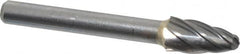 SGS Pro - 3/8" Cut Diam, 1/4" Shank Diam, Tree with Radius Head Single Cut Burr - Carbide, Radius End, 3/4" LOC, 2-1/2" OAL - Benchmark Tooling